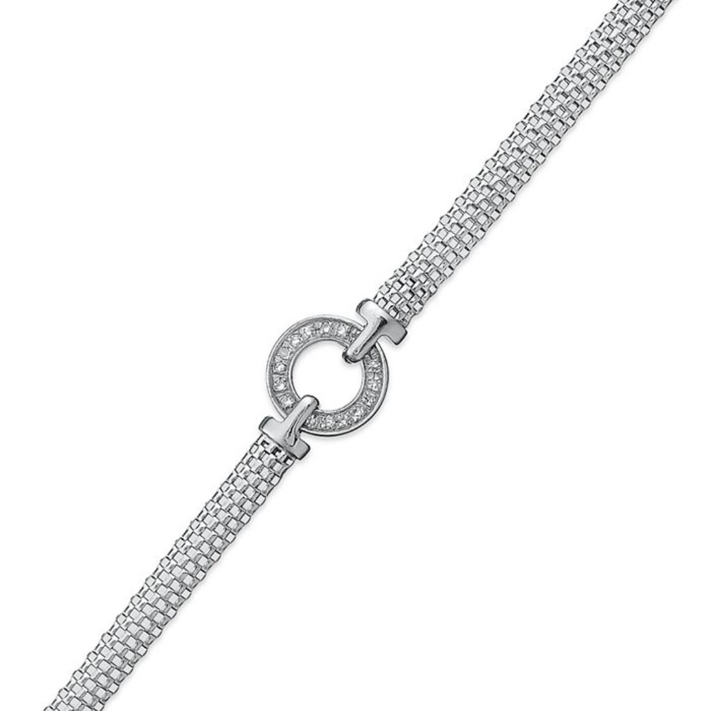 NWT Diamond Mesh Circle Bracelet in Sterling Silver